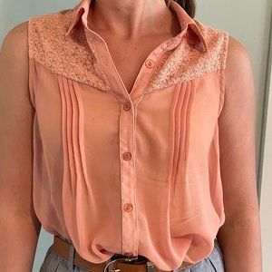 Coral Sheer Sleeveless Top